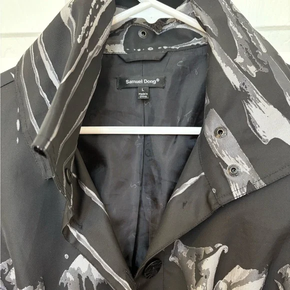 Samuel Dong Artistic Black and Gray Trench Coat - Picture 2 of 3
